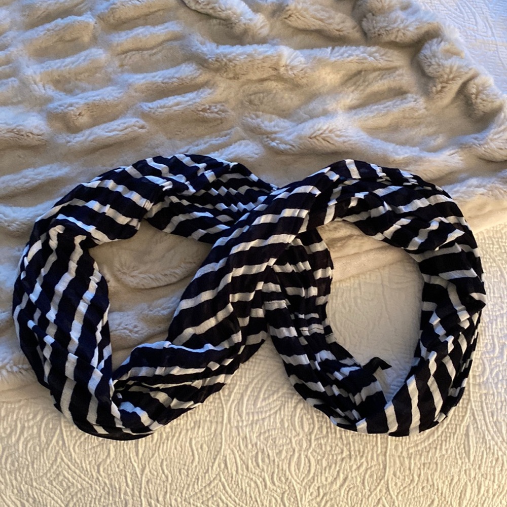 The Limited navy and white striped infinity scarf